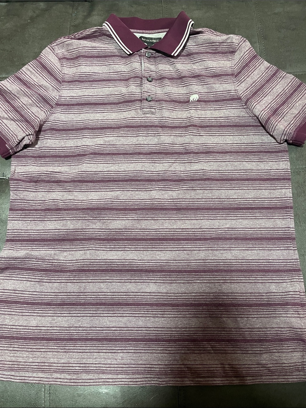 Banana Republic Maroon and Light Gray Striped Polo